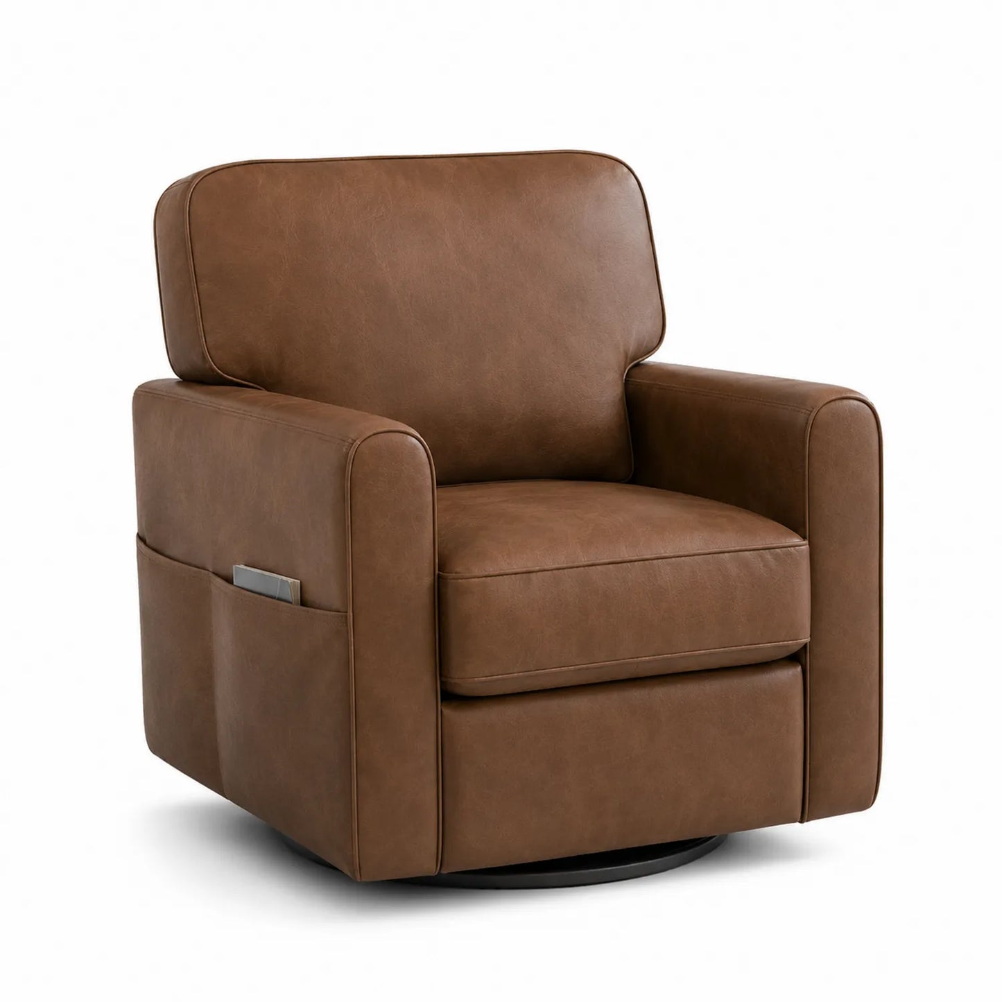 Drehbarer Sessel aus PU-Leder Braun