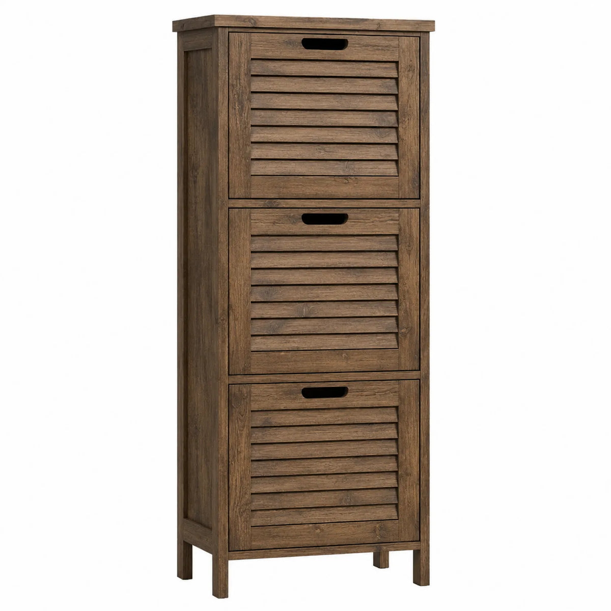 Schuhschrank Holz Dunkelbraun 3 Fächer 150cm Höhe