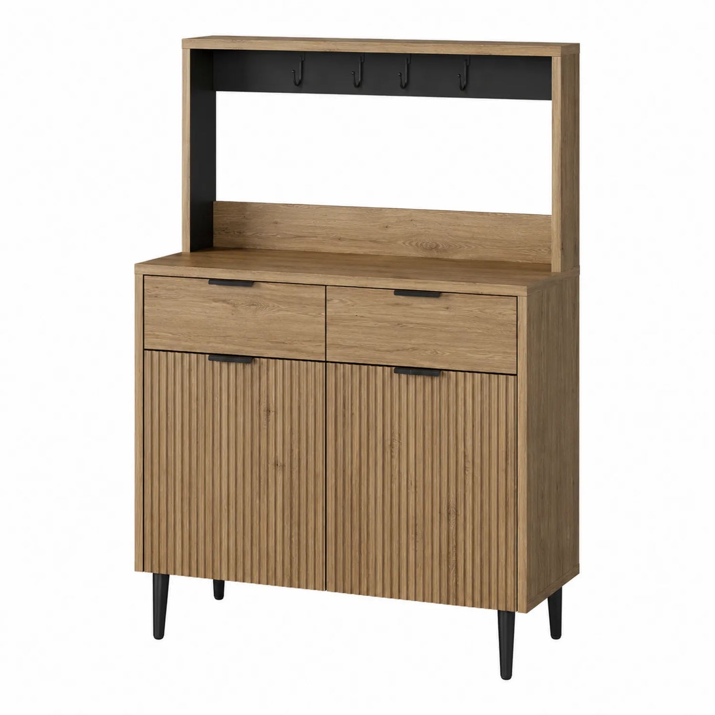 Sideboard mit Haken und Metallfüßen, Eichenoptik, 100x140x40 cm