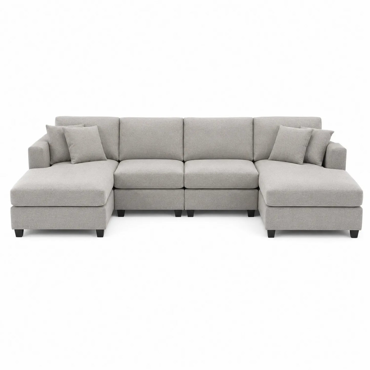 Modulares Stoffsofa mit Ottomane Grau