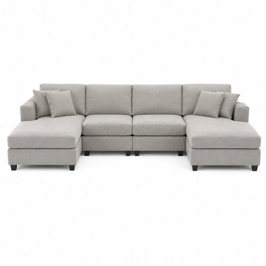 Modulares Stoffsofa mit Ottomane Grau