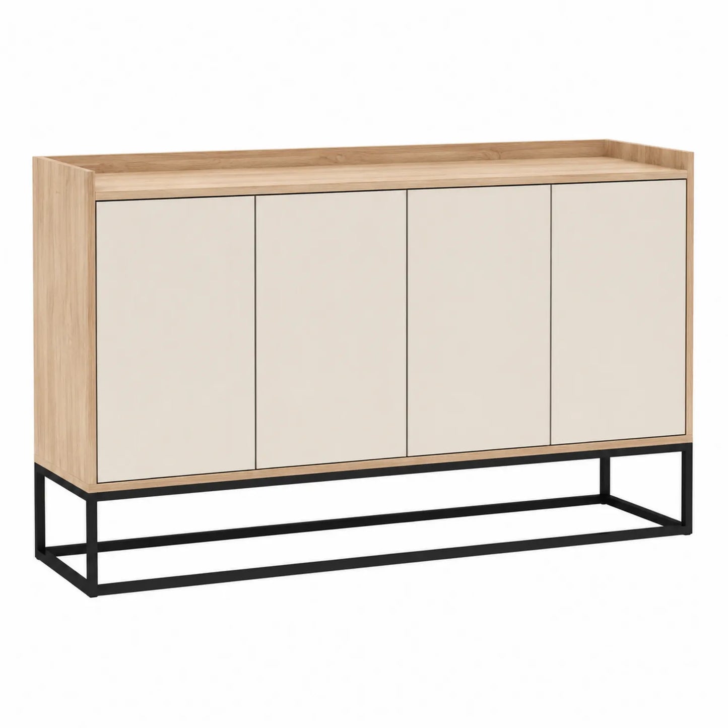 Sideboard in Holzoptik mit Metallgestell Creme 160x80x40cm