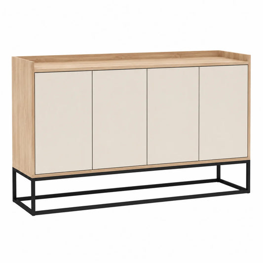 Sideboard in Holzoptik mit Metallgestell Creme 160x80x40cm