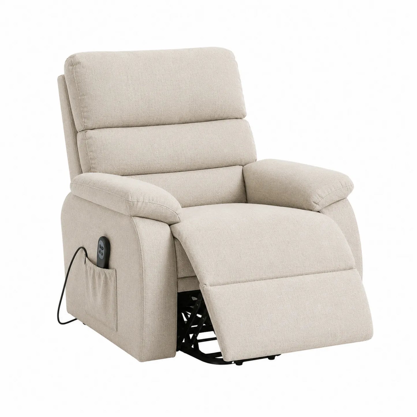 Elektrischer Liegesessel aus Polyester Stoff Beige mit Stahlrahmen