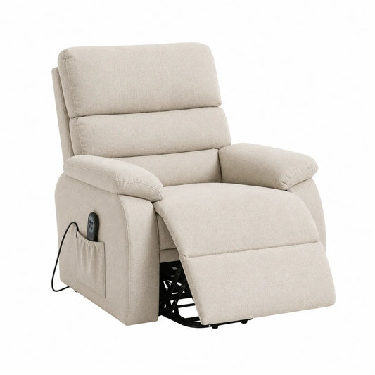 Elektrischer Liegesessel aus Polyester Stoff Beige mit Stahlrahmen