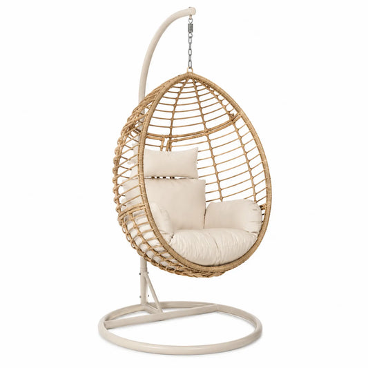 Hängesessel aus Rattan mit Polyesterkissen, Beige, 195cm