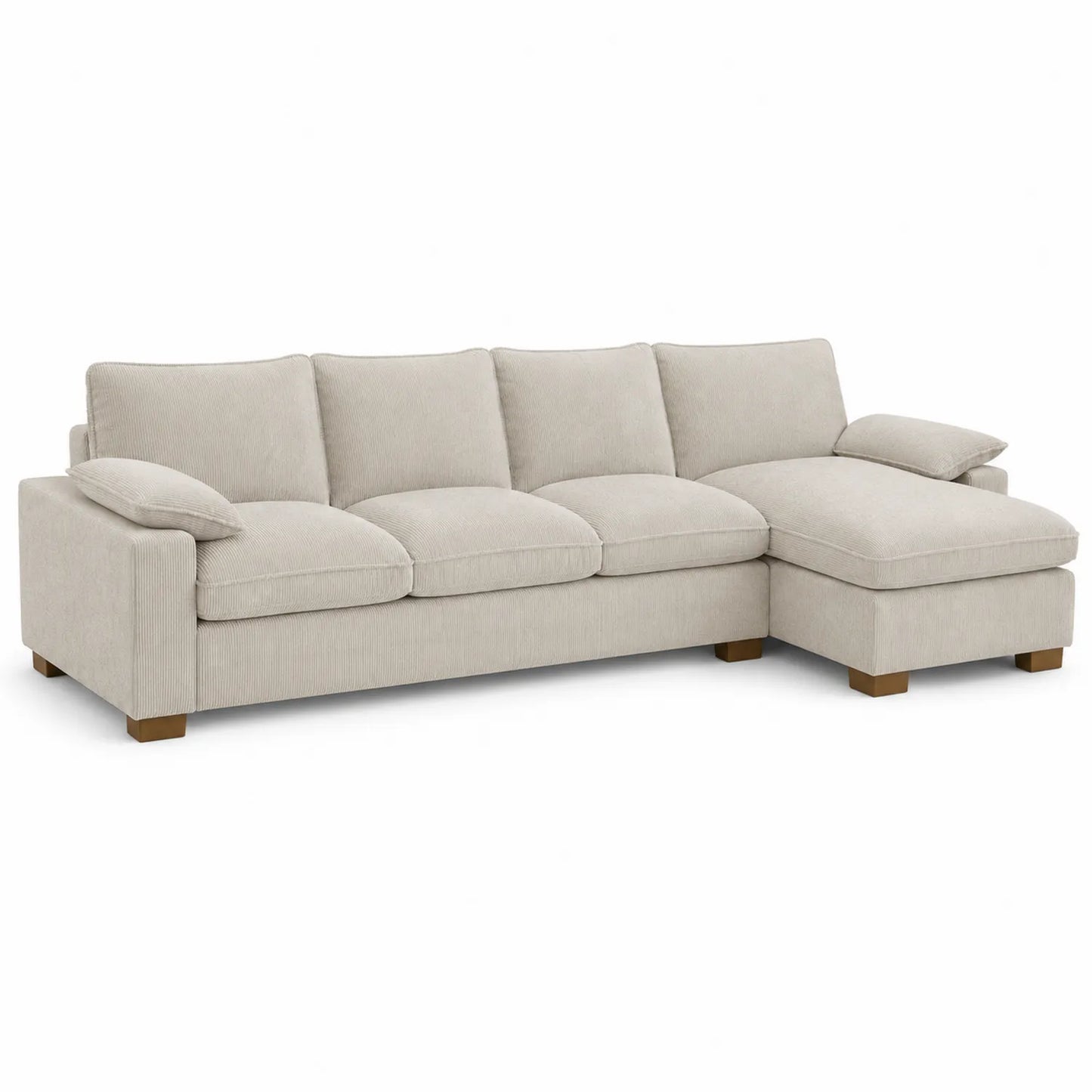 Ecksofa mit Ottomane aus Cordstoff Beige