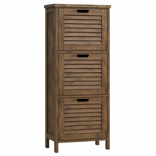 Schuhschrank Holz Dunkelbraun 3 Fächer 150cm Höhe