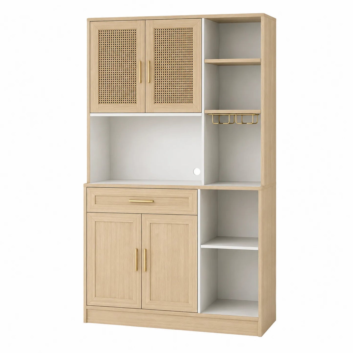 Küchenschrank aus Holz und Rattangeflecht Beige 180 x 100 x 40 cm
