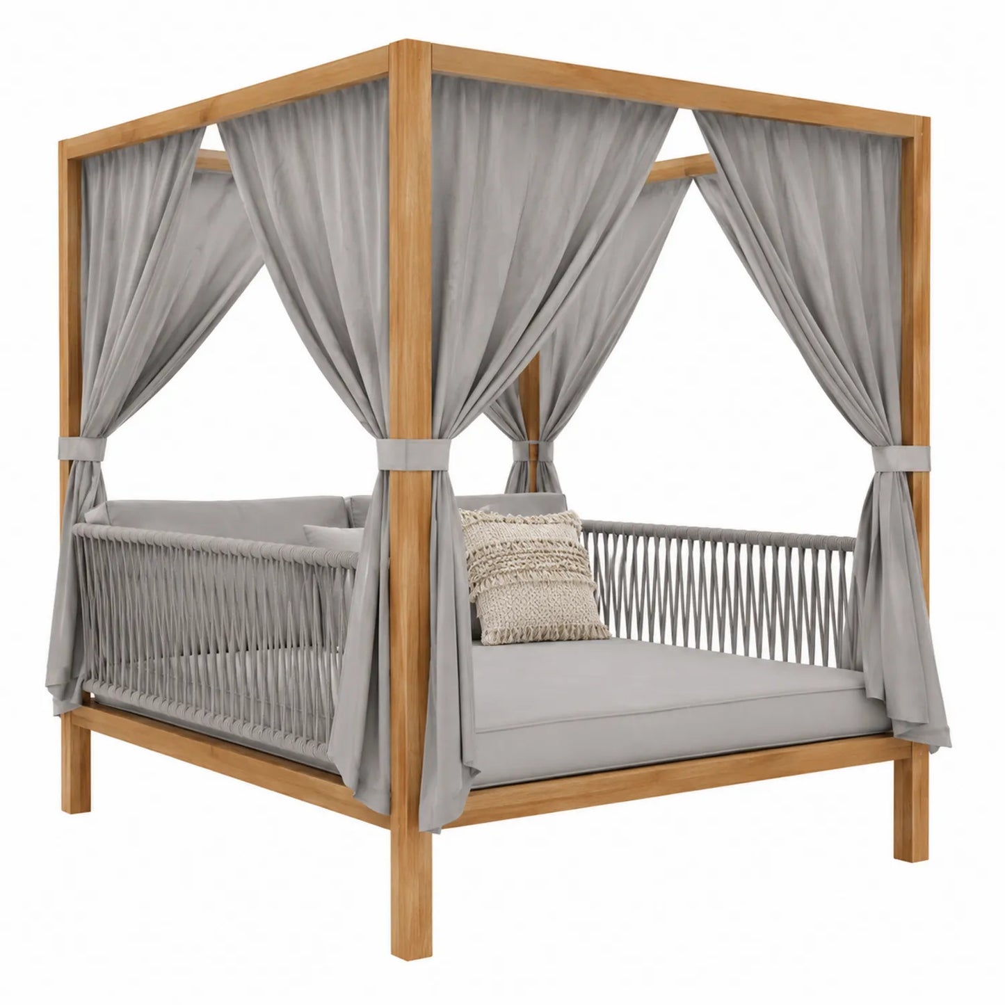Teakholz Garten-Tagesbett mit Polyester Vorhängen und Aluminiumrahmen