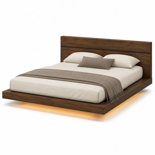 Holzbett mit LED-Beleuchtung 200x180 cm Nussbaum