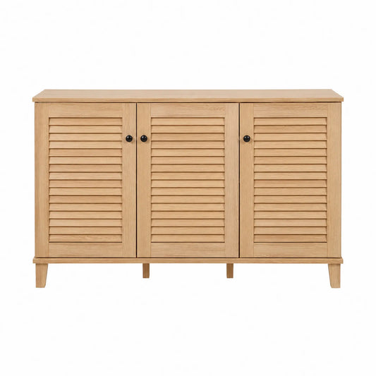 Massivholz Schuhschrank Eiche 3-Türig 120x35x80cm
